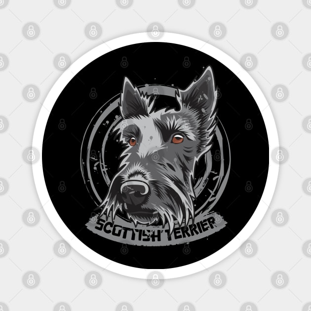 Scottish Terrier Circle Splatter Artwork Magnet by Dogiviate